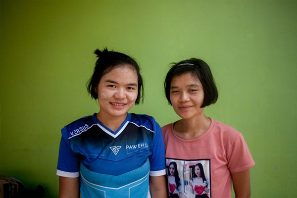 Two Burmese teenage girls