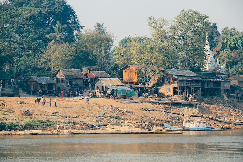 Village in Myanmar by river