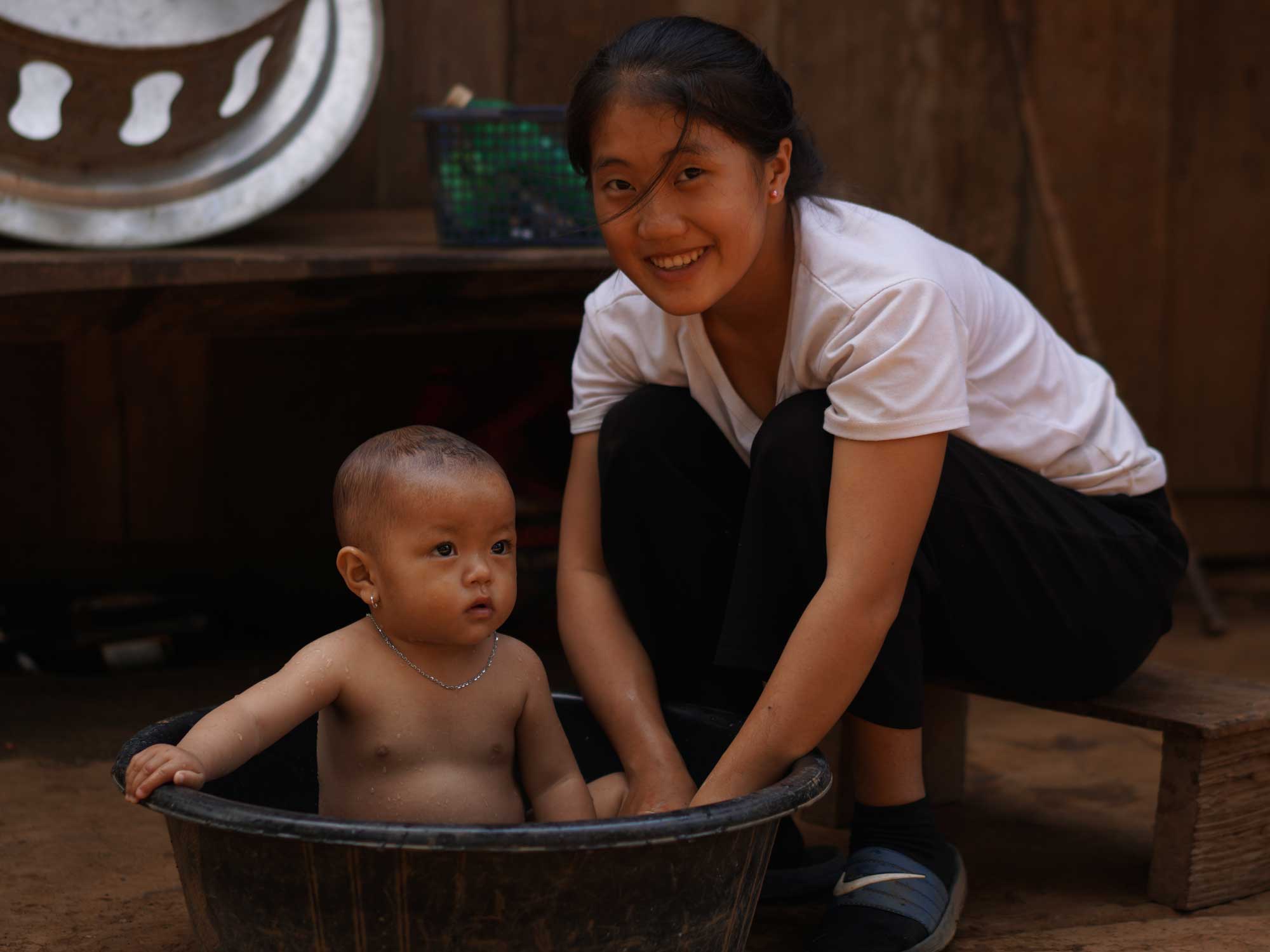 Khmu woman and child